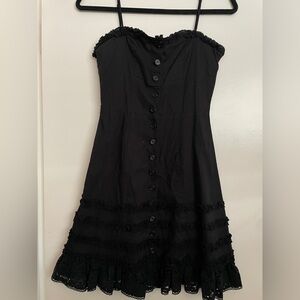 Betsey Johnson Black Button-Up Mini Dress